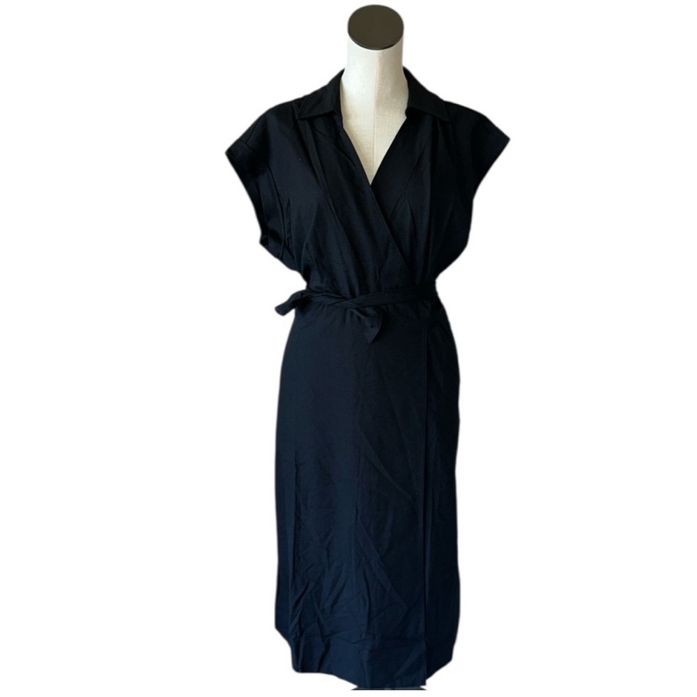 NEW - No Tags $109 Liverpool Los Angeles Collared Wrap Dress Black, Women’s XL